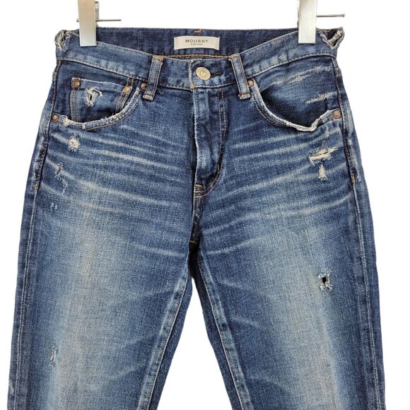 Moussy Vintage Jeans Womens Size 26 Distressed Mid Rise Cropped Skinny - Picture 2 of 15